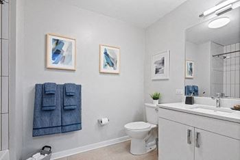 Renovated Bathrooms With Quartz Counters at 23rd Place Apartments, Chicago, IL, 60616